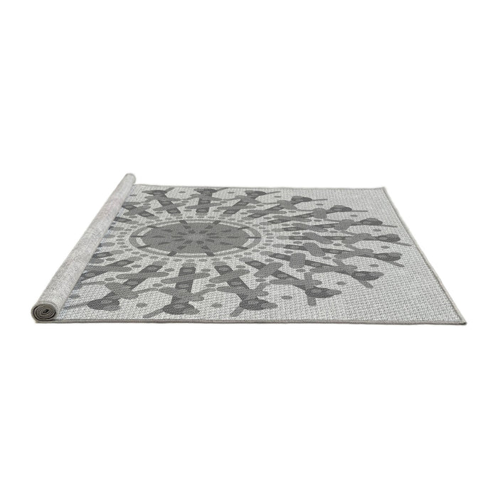 Sideview of Machine Washable Transitional Gunmetal Gray Rug, wshpat1932gry
