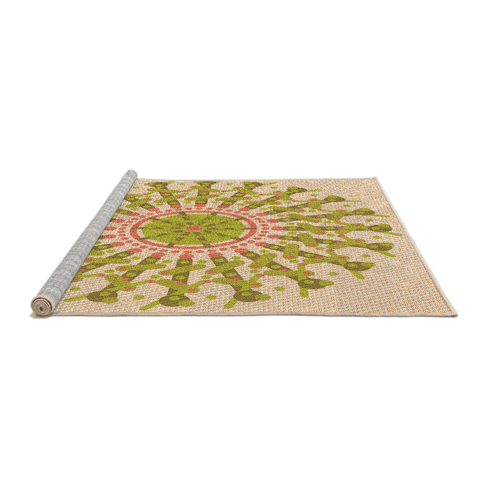 Sideview of Machine Washable Transitional Khaki Gold Rug, wshpat1932org