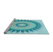 Sideview of Machine Washable Transitional Blue Rug, wshpat1933lblu