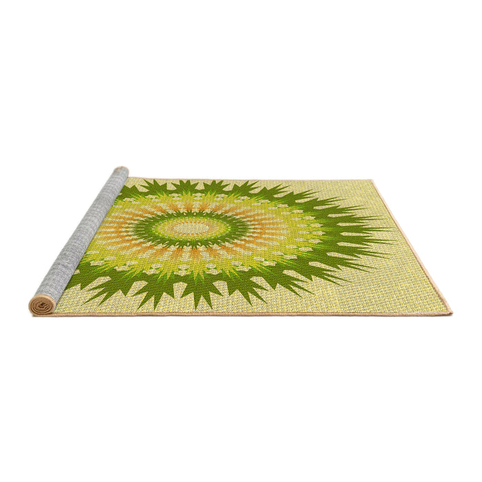 Sideview of Machine Washable Transitional Pistachio Green Rug, wshpat1933yw
