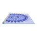 Sideview of Machine Washable Transitional Blue Rug, wshpat1934blu