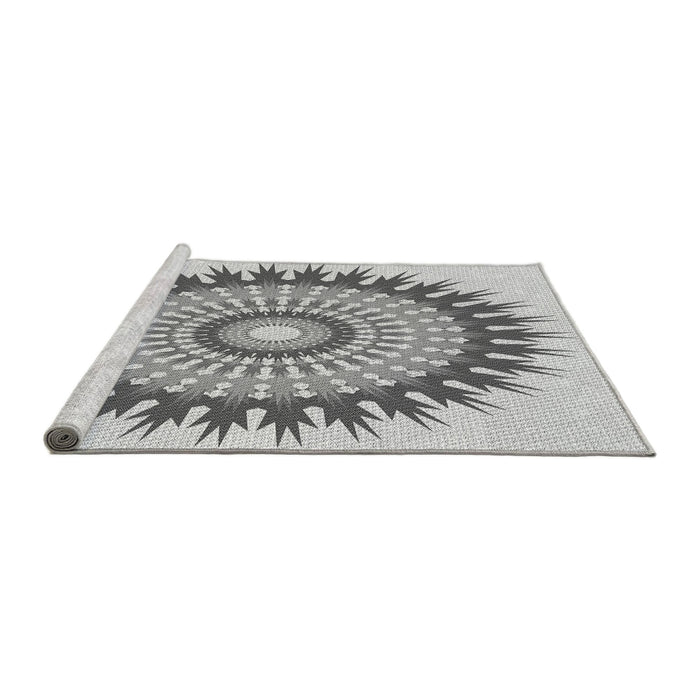 Sideview of Machine Washable Transitional Silver Gray Rug, wshpat1934gry