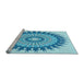 Sideview of Machine Washable Transitional Blue Rug, wshpat1934lblu