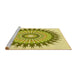 Sideview of Machine Washable Transitional Dark Yellow Green Rug, wshpat1934yw