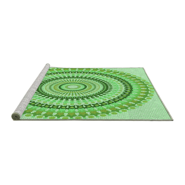 Sideview of Machine Washable Transitional Jade Green Rug, wshpat1935grn