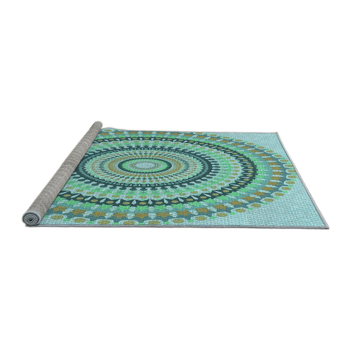 Sideview of Machine Washable Transitional Seafoam Green Rug, wshpat1935lblu