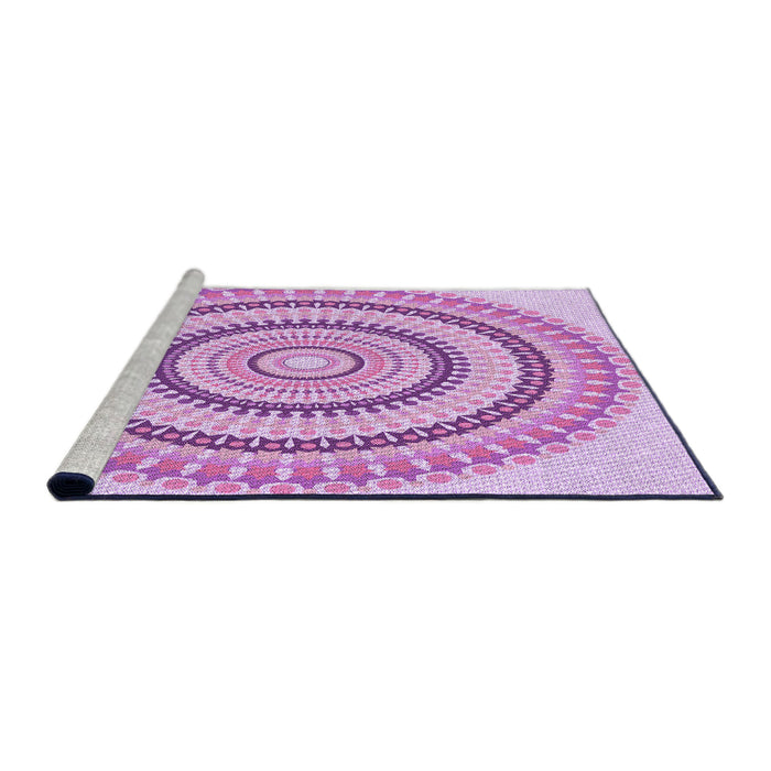 Sideview of Machine Washable Transitional Blossom Pink Rug, wshpat1935pur