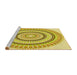 Sideview of Machine Washable Transitional Neon Yellow Rug, wshpat1935yw