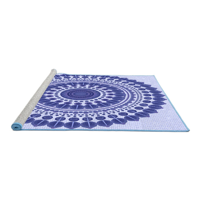 Sideview of Machine Washable Transitional Blue Rug, wshpat1936blu
