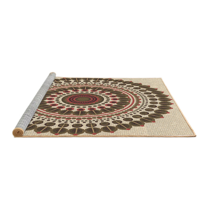 Sideview of Machine Washable Transitional Khaki Gold Rug, wshpat1936brn