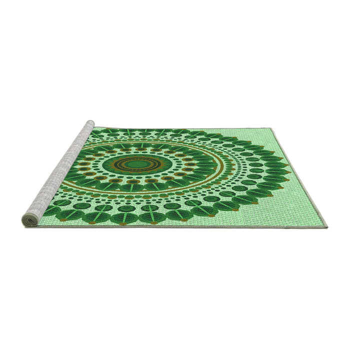 Sideview of Machine Washable Transitional Light Green Rug, wshpat1936grn