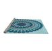 Sideview of Machine Washable Transitional Blue Rug, wshpat1936lblu
