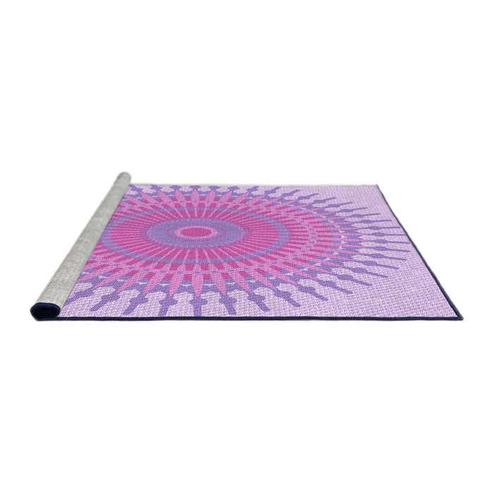 Sideview of Machine Washable Transitional Blossom Pink Rug, wshpat1937pur