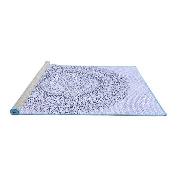 Sideview of Machine Washable Transitional Lavender Blue Rug, wshpat1939blu
