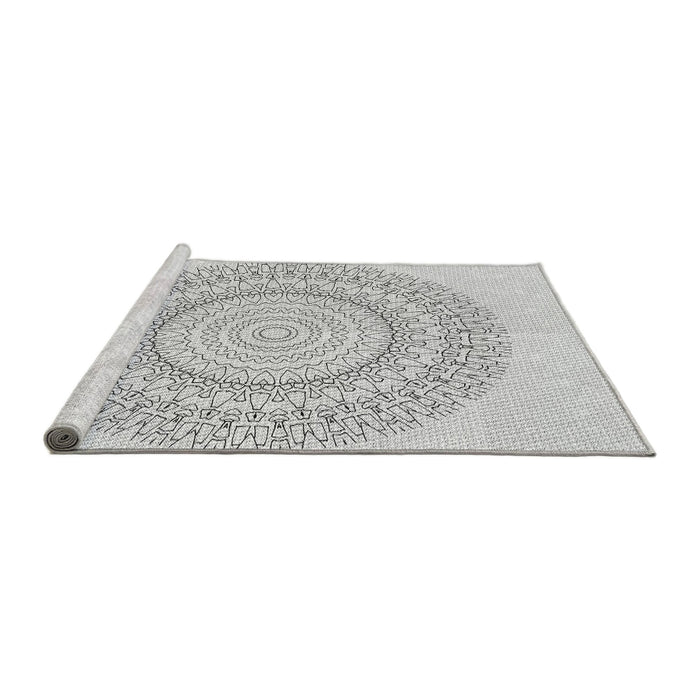Sideview of Machine Washable Transitional Platinum Gray Rug, wshpat1939gry