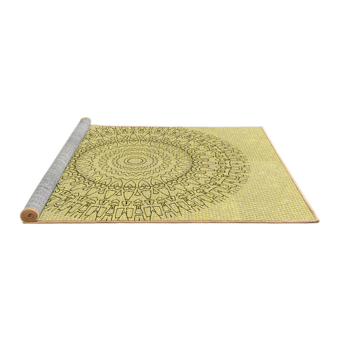 Sideview of Machine Washable Transitional Sun Yellow Rug, wshpat1939yw