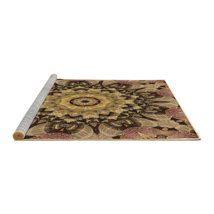 Sideview of Machine Washable Transitional Red Brown Rug, wshpat194brn