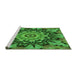 Sideview of Machine Washable Transitional Deep Emerald Green Rug, wshpat194grn