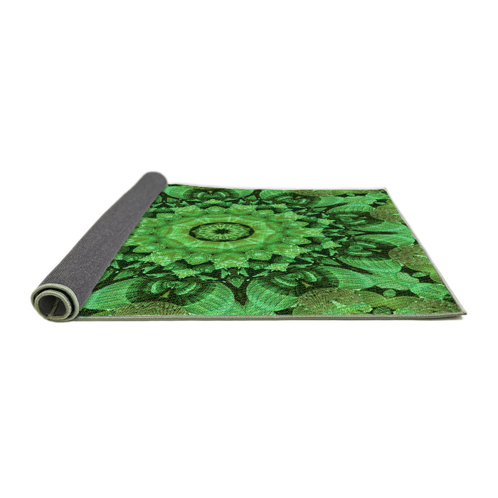 Thickness of Patterned Deep Emerald Green Rug, pat194grn
