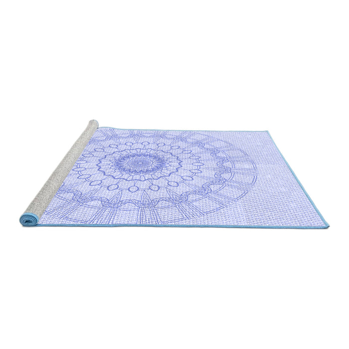 Sideview of Machine Washable Transitional Lavender Blue Rug, wshpat1940blu