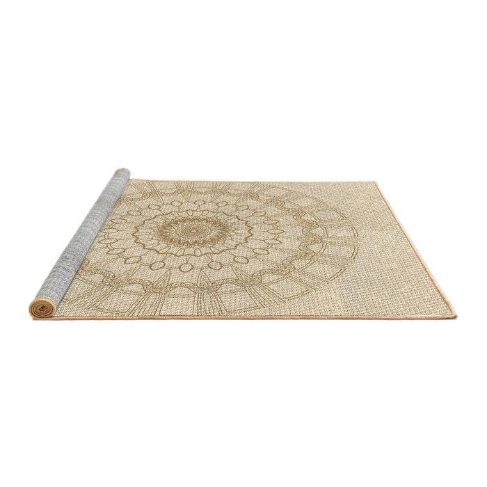 Sideview of Machine Washable Transitional Moccasin Beige Rug, wshpat1940brn