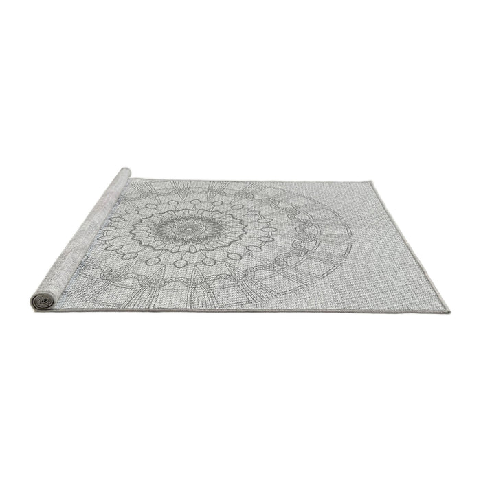 Sideview of Machine Washable Transitional Platinum Gray Rug, wshpat1940gry
