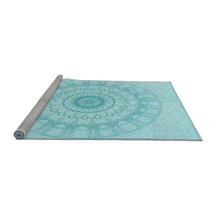 Sideview of Machine Washable Transitional Diamond Blue Rug, wshpat1940lblu