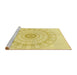 Sideview of Machine Washable Transitional Yellow Rug, wshpat1940yw