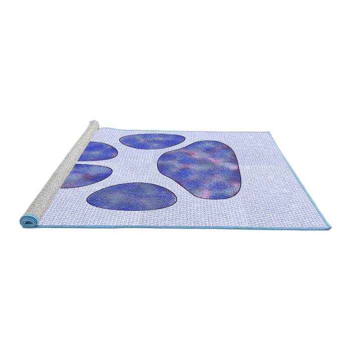 Sideview of Machine Washable Transitional Lavender Blue Rug, wshpat1941blu