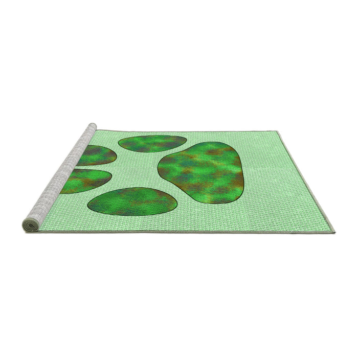 Sideview of Machine Washable Transitional Light Green Rug, wshpat1941grn