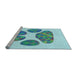 Sideview of Machine Washable Transitional Light Aquamarine Green Rug, wshpat1941lblu