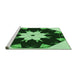 Sideview of Machine Washable Transitional Dark Forest Green Rug, wshpat1945grn