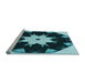 Sideview of Machine Washable Transitional Deep Teal Green Rug, wshpat1945lblu