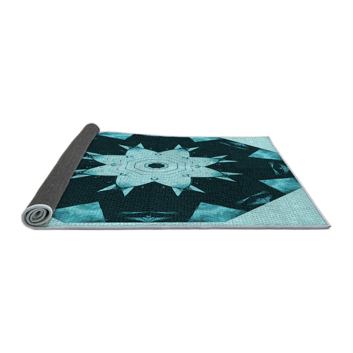 Thickness of Patterned Deep Teal Green Rug, pat1945lblu