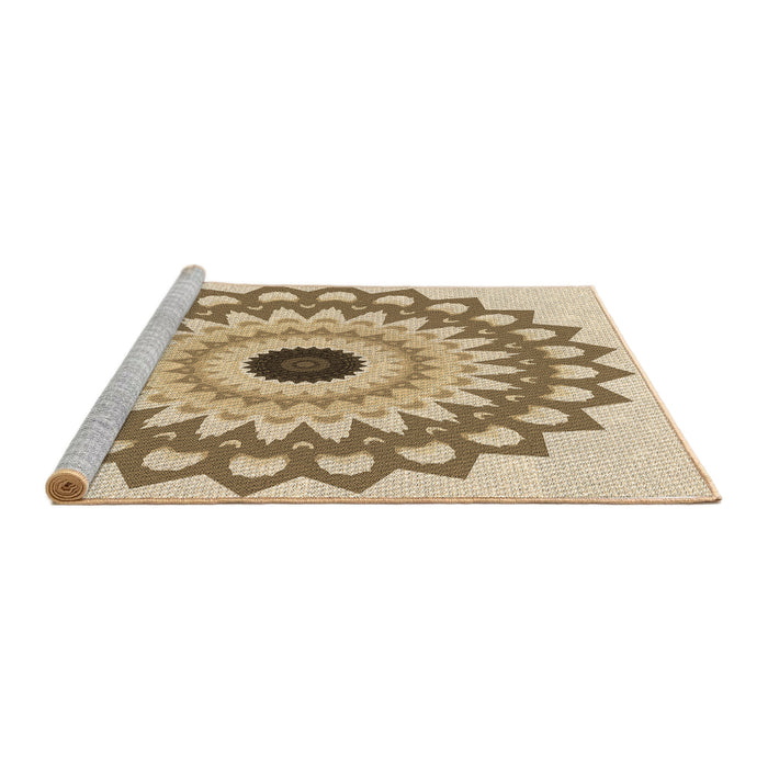 Sideview of Machine Washable Transitional Khaki Gold Rug, wshpat1946brn
