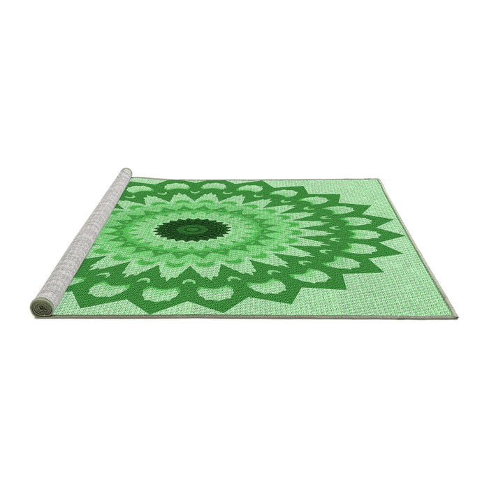 Sideview of Machine Washable Transitional Jade Green Rug, wshpat1946grn