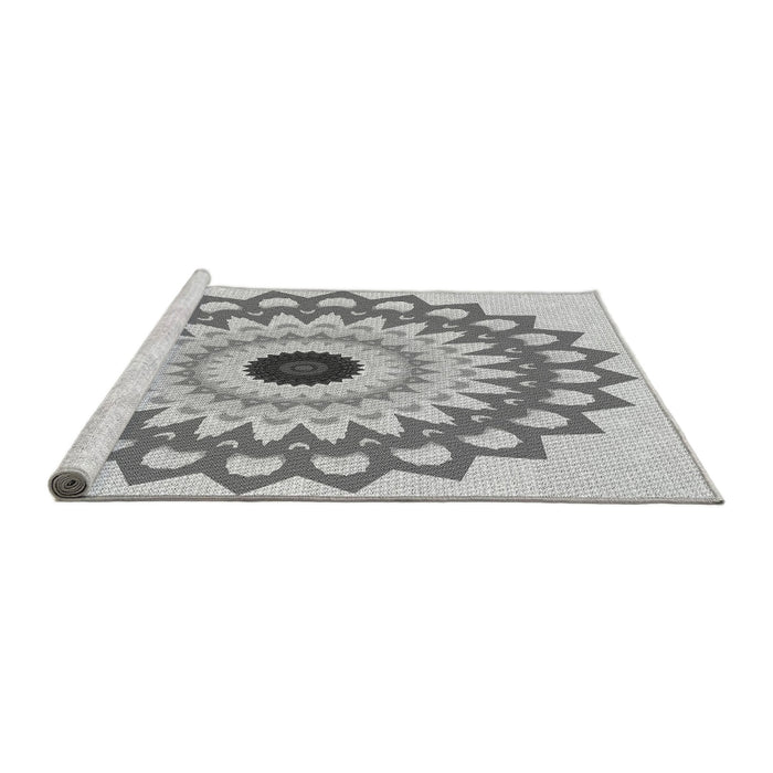 Sideview of Machine Washable Transitional Platinum Gray Rug, wshpat1946gry