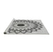 Sideview of Machine Washable Transitional Platinum Gray Rug, wshpat1946gry