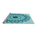 Sideview of Machine Washable Transitional Dark Turquoise Green Rug, wshpat1946lblu