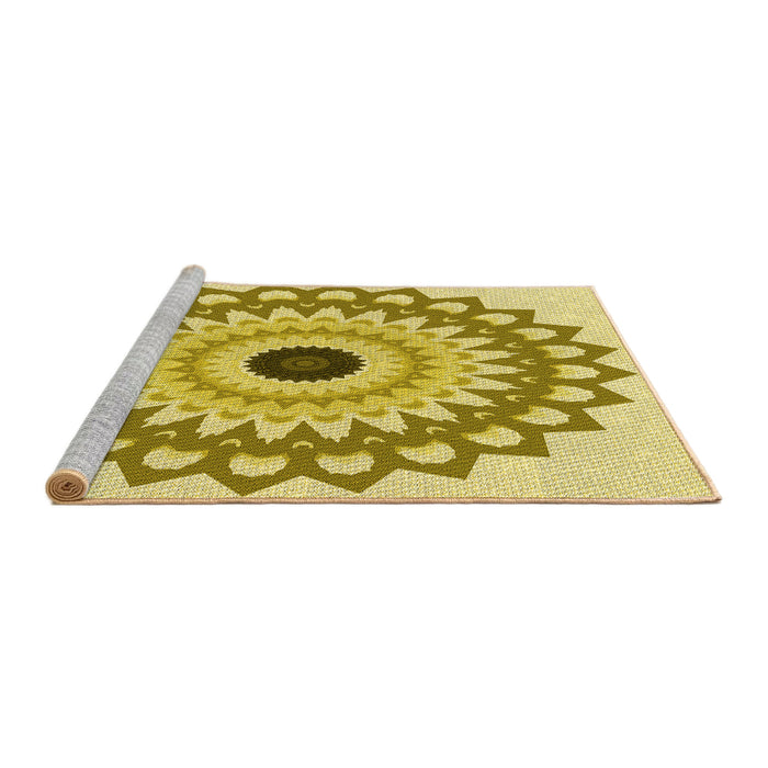 Sideview of Machine Washable Transitional Dark Golden Brown Rug, wshpat1946yw