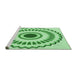 Sideview of Machine Washable Transitional Green Rug, wshpat1947grn