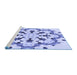 Sideview of Machine Washable Transitional Blue Rug, wshpat1948blu