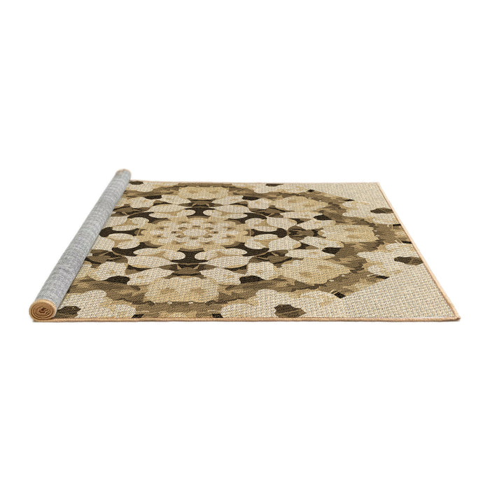 Sideview of Machine Washable Transitional Khaki Gold Rug, wshpat1948brn