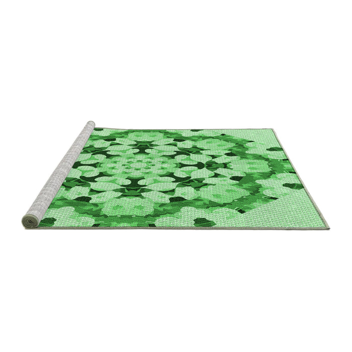 Sideview of Machine Washable Transitional Jade Green Rug, wshpat1948grn