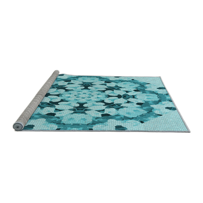 Sideview of Machine Washable Transitional Blue Rug, wshpat1948lblu