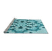 Sideview of Machine Washable Transitional Blue Rug, wshpat1948lblu