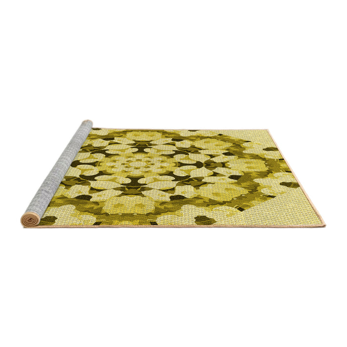 Sideview of Machine Washable Transitional Dark Golden Brown Rug, wshpat1948yw