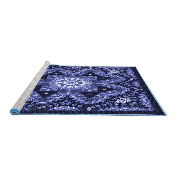 Sideview of Machine Washable Transitional Light Slate Blue Rug, wshpat1949blu
