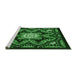 Sideview of Machine Washable Transitional Dark Forest Green Rug, wshpat1949grn