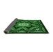 Thickness of Patterned Dark Forest Green Rug, pat1949grn